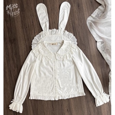 Miss Point Plaid Petal Rabbit Blouse(Reservation/Full Payment Without Shipping)
